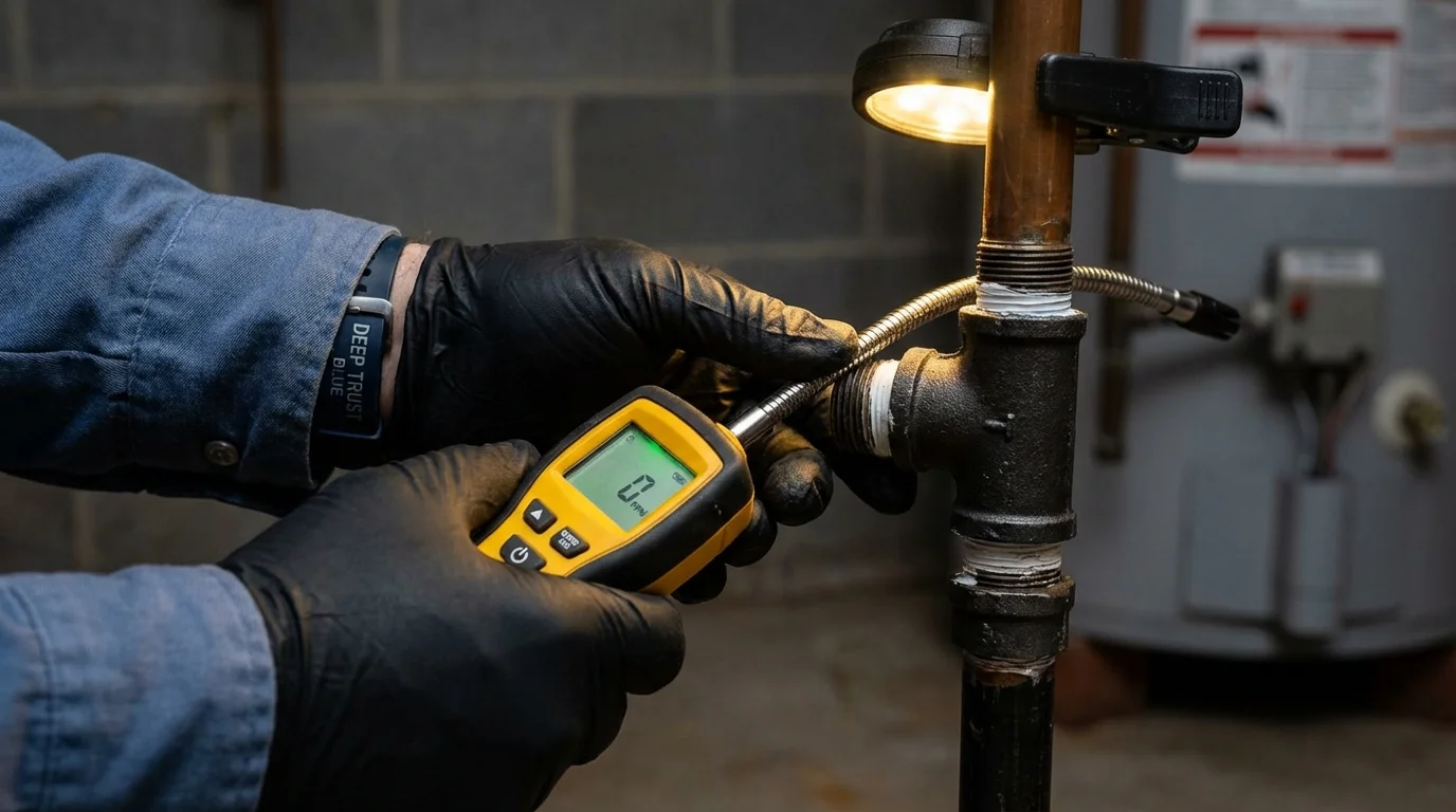 Gas leak detection with electronic sniffer by Johns Plumbing LLC in Mohawk